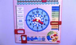 Great for preschool, daycare, etc.
Retails for $45 + tax
Asking $20.00
Children are fascinated by time, and its progress through the day and week, from a young age. But actually being able to tell the time, identify the day or the date, is a skill that