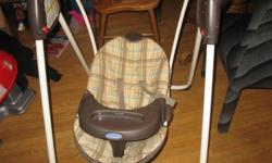 Graco 6 speed swing, I bought for my son and he doesnt like it at all. It plays music and has a one hand adjustment to sit up right or lay down. Very easy to clean, comes from a non smoking home and used only a couple times. I am asking $80 but willing to