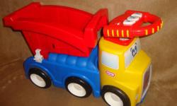 Handle Haulers Haul & Ride by Little Tikes--$7
 
A ride on toy, walker and pull along toy in one. This fun little dump truck builds large and small motor skills. The fun sounds and vibrant colors stimulate the imagination for hours of creative play. A