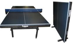 Brand new tables still in original box, regular price $495. 15MM top with one and an eight inch thick steel frame.  Complete with castors and leg levelers.  Price includes quality net, 2 paddles and balls.  Table locks upright in halves for easy storage
