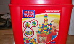 Bin of 250 pieces of Megabloks - in great shape - some extra pieces added. Barely used. From a non-smoking household.