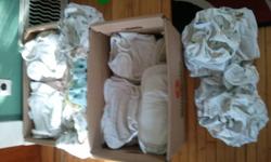 Huge lot of cloth diapers from newborn to toddler sizes. There are over 200 pieces in the lot. Diapers, covers and liners included. All diapers have been washed and stripped using all natural methods. Lot includes Mother-ease, Sears and Kushies brands.