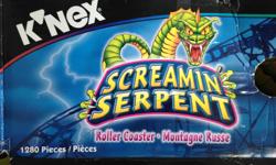 $75.00 OBO
All pieces, original box, and instructions included
The K'NEX SCREAMIN' SERPENT Roller Coaster set lets you build an awesome replica of today's "steel-style" coaster, and then bring it to life! Assemble the coaster track complete with twists,