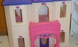 Large, pink/purple, Step 2 dollhouse, has working door and sturdy construction. Some of the carpet/rug stickers have peeled off, but otherwise in great shape! Make me an offer! Trades considered, for something for a 2-5 year old boy? Boy's playhouse or