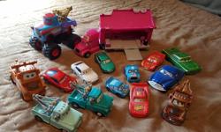 Lightning McQueen and other various characters from Disney's Cars.
