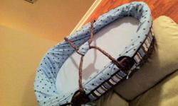 Like new moses basket by Piccolo Bambino, in blue print.
 
I don't need it, as I have another one. In very good condition.
 
Please contact asap!