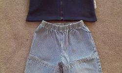 PLEASE MUM blue vest with pin stripped pants (size 12 months)  Asking $9