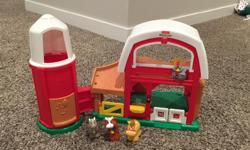 Little People Farm with animals. This farm is a classic toy that your child will enjoy for hours. The farm makes various animal noises. In like new condition. Comes with 3 farm animals. Located in Pulot Butte.