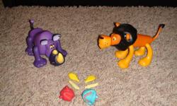 Items are in excellent condition and from a pet and smoke-free home. Includes two figures with interchangeable body parts. Switch and scramble legs noses ears and tails to create your own wacky wild beasts. Pieces are also interchangeable with other