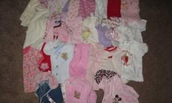 Baby girl clothes newborn up to 18 months. Brown bassinet, blue baby carrier,pink 4pice crib bedding. clothes 1 to 2 dollars a piece or sets. if interested in having a look, please email me and i can tell you where i live. Thanks. -Anna