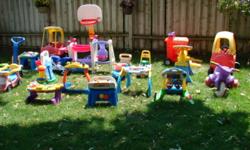 Muliply familys have number of toys for sale mostly liitle tikes and step 2 toys great for daycare centre or familys members or second stores --very  reasonable price from $10 to $20 each --great deals