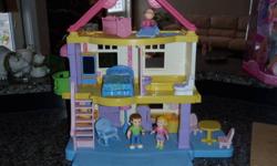 Stage 1-Loving Family Doll House. Excellent condition, just outgrown. Comes with mom, dad, baby, baby crib, high chair, baby chair, bed, lamp, toilet, kitchen, kitchen table and chairs.