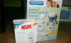 First Year Manual breast Pump, Great condition, only used 2x. I am including Nuk Seal & Go storage bags.