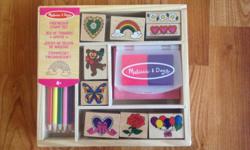Melissa & Doug 'Friendship' Stamp Set
Contains 9 wooden stamps, 2 colour ink pad and coloured pencils.
Unopened, sealed in box.
Daughter received this as a gift and we have a few of these kits already.