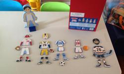 Dress up Jack in a variety of sports outfits
Basketball, soccer, baseball, football and hockey outfits included
Includes a wooden stand and 27 magnetic pieces
Great for imaginative play skills
Exceptional quality and value