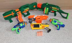 Total of 6 used Nerf guns all sold together. All in working condition.
Automatic Tommy 20 (battery operated) w/ 20 darts
* It is motorized
* Fully automatic
* Squeeze trigger for continuous blasting
* Quick reload
* 3AA/LR6, 1.5 Alkaline batteries