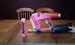 This is the Iron man Magstrike N.R.F 425 Blaster its in good condition, the darts are kind of old, all you do is pump it up 20-25 times then is shoots all 10 darts in 2-3 seconds and it comes with 30 darts (including the ones in the clip), never had a