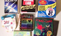 Crime Lab Unsolved, Crime Lab Investigator, Micro Rockets, Scratch It! and Spiral Art.
Plus Scarigami and Sponge Bob Square Pants Animation Flip Book!
Moving, must sell.