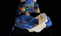 Swing is in very good condition......here are the details about the swing:
 
With a turn of the seat, you can soothe baby with two different ways to swing: side-to-side cradle-like motion or head-to-toe swinging motion! Six swing speeds, eight songs
