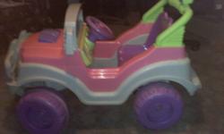 My daughter has outgrown this. Its a one seater jeep in good condition comes with battery and charger. Weight limit is 65 Lbs. email me if interested thanks