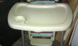 Excellent condition
No rips/tears/stains/fading
Unique striped colours
Paid over $300 new asking $150 OBO
Easy folding
Dual tray for easy clean-ups
Adjustable seat height (7 heights) and one hand removable tray (makes it easy to place chair right up to
