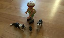 Playmobil roller blader and dogs
