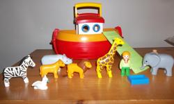 * Incomplete* Playmobil Noah's Ark.
Hurry to help the animals board the My Take Along 1.2.3 Noah's Ark
Bright and colorful design and large, rounded pieces are easy for small hands to hold Deck of the ark is removable and the hull has plenty of space for