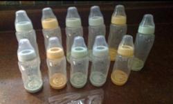 I have 2 boxes of the Playtex VentAire Advanced bottles minus 1 bottle (the small one)
I bought these; sterilized them and could not get my baby to use them - hence the minus 1. They are brand new never used I only took them out of the box and cleaned