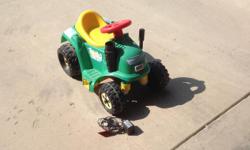 Item no longer is battery powered but our children used it as a manual ride on toy. There is a chance it may work with a new battery but we never bothered to buy a new one. Asking $15 obo.