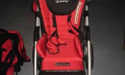 Red Quinny stroller. Excellent shape. Car seat not available Paid $500 new. Selling for $300 OBO