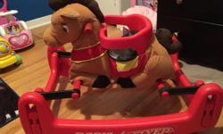 Radio flyer rocking/ bounce horse. Good for ages 6 months - 2 years. The red part on the seat can come off as child grows.
Asking $40