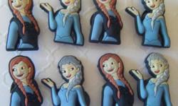 Set of 8 Frozen Elsa & Anna shoe charms for Crocs or as magnets
Great for parties, favors, cupcake toppers & cake decorations