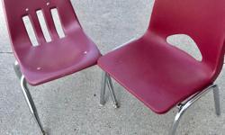 Children's chairs, metal frame, durable plastic seat and back. Fifteen available. $15. each. $150. for all. (204)668-9280.