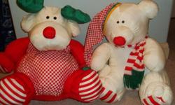 stuffed polar bear and reindeer - about 22 inches high
$15.00 each or two for $25.00 - regular price was $40.00 each
Excellent condition - only used at Christmas as decoration, never played with - no kids