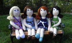 Sweet Pea Dollie Designs is a collection of loveable knitted dolls. There are four dolls, each with their own name and outfit. Additional accessories can also be purchased if you'd like to expand your Dollie's wardrobe. Dolls can also be custom ordered