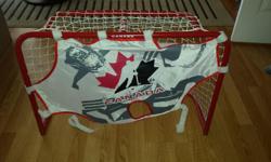 This is the Team Canada mini-net (not plastic), made of high quality materials. Includes shooter tutor and assorted mini-sticks.