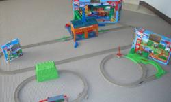 My son outgrew his collection and he wants something else now. He and his friends had hours and hours of fun. Great for dayhomes or for Christmas present if your little one just starting into getting his interest in Thomas.
1. 4 sets with boxes - Sodor