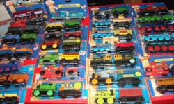 Authentic Wooden Thomas Trains Still New in Pk.
Choose from the following $15 ea...
(approx 50% off store price)
James and tender;
Gordon and tender;
Henry and tender;
Hiro and tender;
Spencer&tender
Scrap Monster and Wagon;
Caitlin and tender;
Connor and