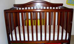 Non Smoking Household - Solid crib/ toddler bed with mattress - Overall great condition, top rails with some stratches. $150
53 " Lengh x 30" Width
Toddler wooden bed painted blue $50 (needs some paint) with a barely used custom made firm mattress. $125