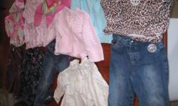 Here's a great collection of fall/winter clothing for a toddler girl, including many brand names like Children's Place, Old Navy, Arizona Jeans Company, etc.
A few hoodies, some sweaters, pants, jeans, shirts and an adorable little dress.  All great