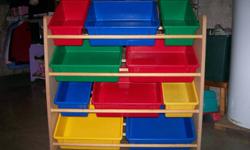 10 Bin Toy Organizer
Sturdy Wood Construction
Plastic Bins
34"W x 11"D x 31"H