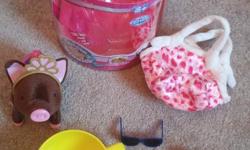 NEW BUT OUT OF BOX and includes additional accessories as shown
*For ages 3 years old and up. Teacup Piggies are everyones best friend! Dress them, feed them and take them wherever you go! Pet me for a giggle & a Laugh! Lets Chat!! Dress Me Up!! 25