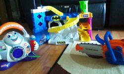 Robot toy play & learn, home depot saw, both use batteries, Batman & Joker play set, all gently used from grand child visits