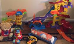 Kids (Toddler) Toys for Sale:
We are moving and have some young kids toys to sell.
* Selling a Vtech Go Go Smart Wheels playset that was a gift just this Christmas. Retails for $60 plus tax. We will also include a matching crane set (also a 2015 Christmas