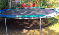 This is a heavy duty steel construction trampoline/not like the cheap ones. It has been well use however still has some life left in the mat.It would be well worth replacing the mat in future due to the heavy duty steel frame.. They dont make steel frames