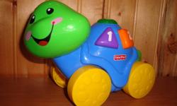 Fisher Price Turtle Toy
Rolls playing music so baby can learn numbers.
Clean and smoke free home.
$3.
Pick up in Hamilton.
 
Check out my other ads :)