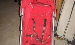 We have a red umbrella stroller for sale. It is gently used and in great condition, and very compactable. Has a 5 point harness and foot rest folds down so feet and rest on foot rest. we are asking $50.