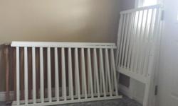White crib in very good condition. Asking $30. Missing some screws. Can be purchased at any home hardware store.