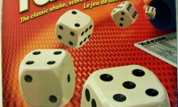 English and French Text and Instructions
The Game is 100% Complete with a dice cup, 5 dice, a score pad, bonus chips, & rules
For 1 player or more! Ages 8 and up
Size: Full Size Yahtzee Game
Fun to Learn Numbers, Addition & Subtraction with Yahtzee!
Great